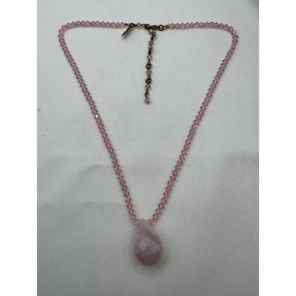 Miriam Haskell Pink Crystal Necklace Faceted Drop Vintage Signed Rare Estate - Picture 10 of 10